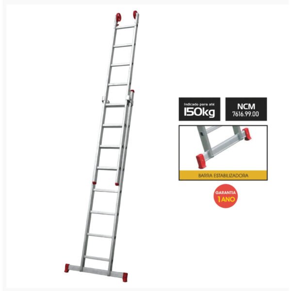ESCADA EXTENSIVA ALUMINIO 12 X 2 DEG BTF ESC0621 - Imagem 2