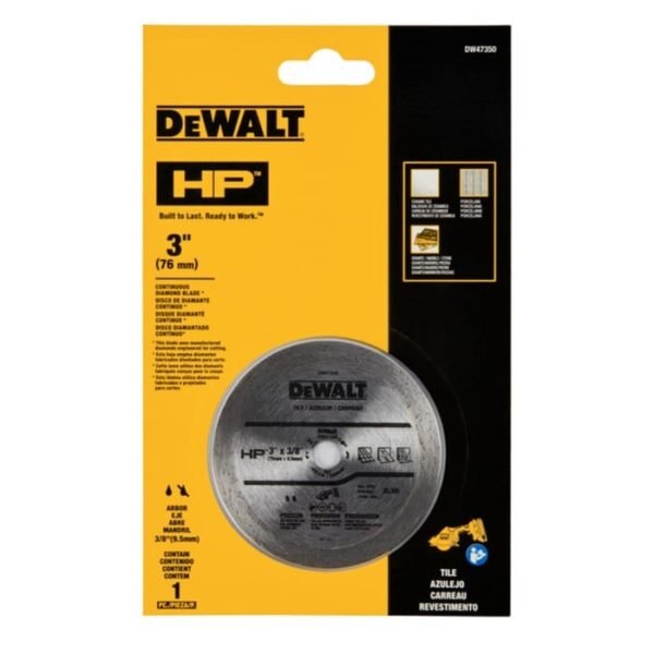 DISCO DIAMANTADO 3X3/8 (76X9,5MM) LISO DEWALT