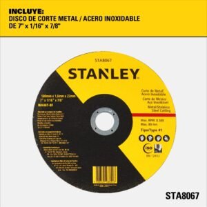 DISCO ABRASIVO CORTE INOX 7 X 1,6 X 7/8  STANLEY