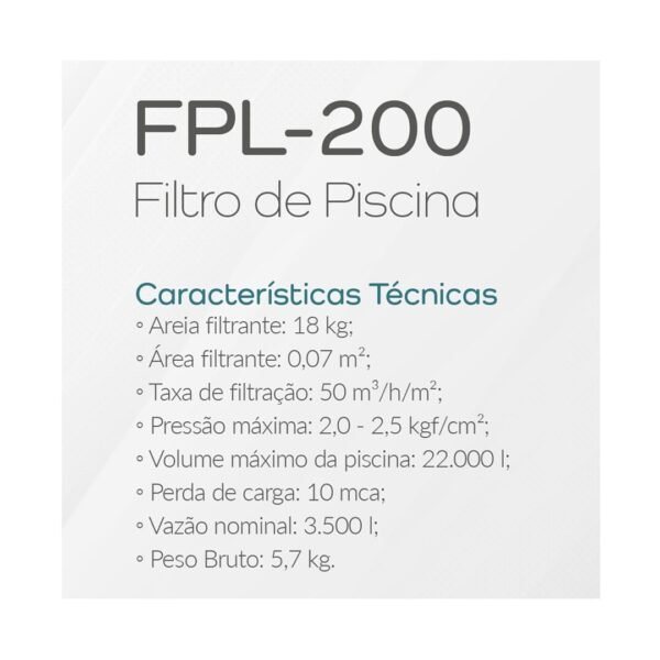FILTRO PISCINA FPL200 50MM LEPONO - Imagem 2