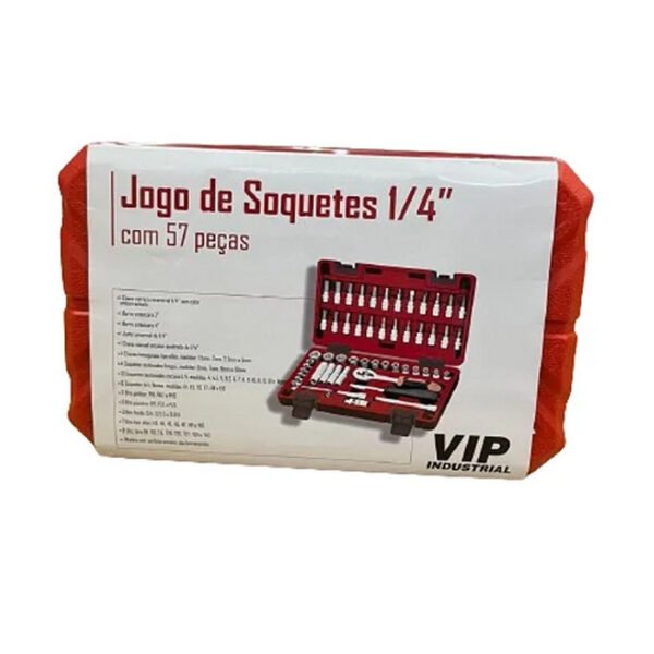 JOGO SOQUETE 1/4" 57PCS VIP