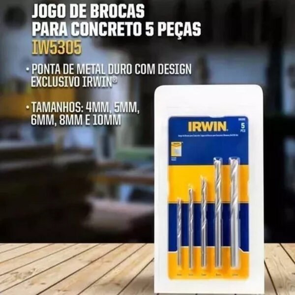 JOGO DE BROCAS CONCRETO 5PC 4.0 A 10.0MM  IRWIN IW5305