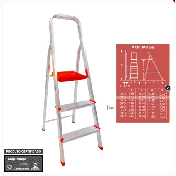 ESCADA ALUMINIO DOMESTICA 120 KG 3 DEG - BTF OURENSE ESC0062